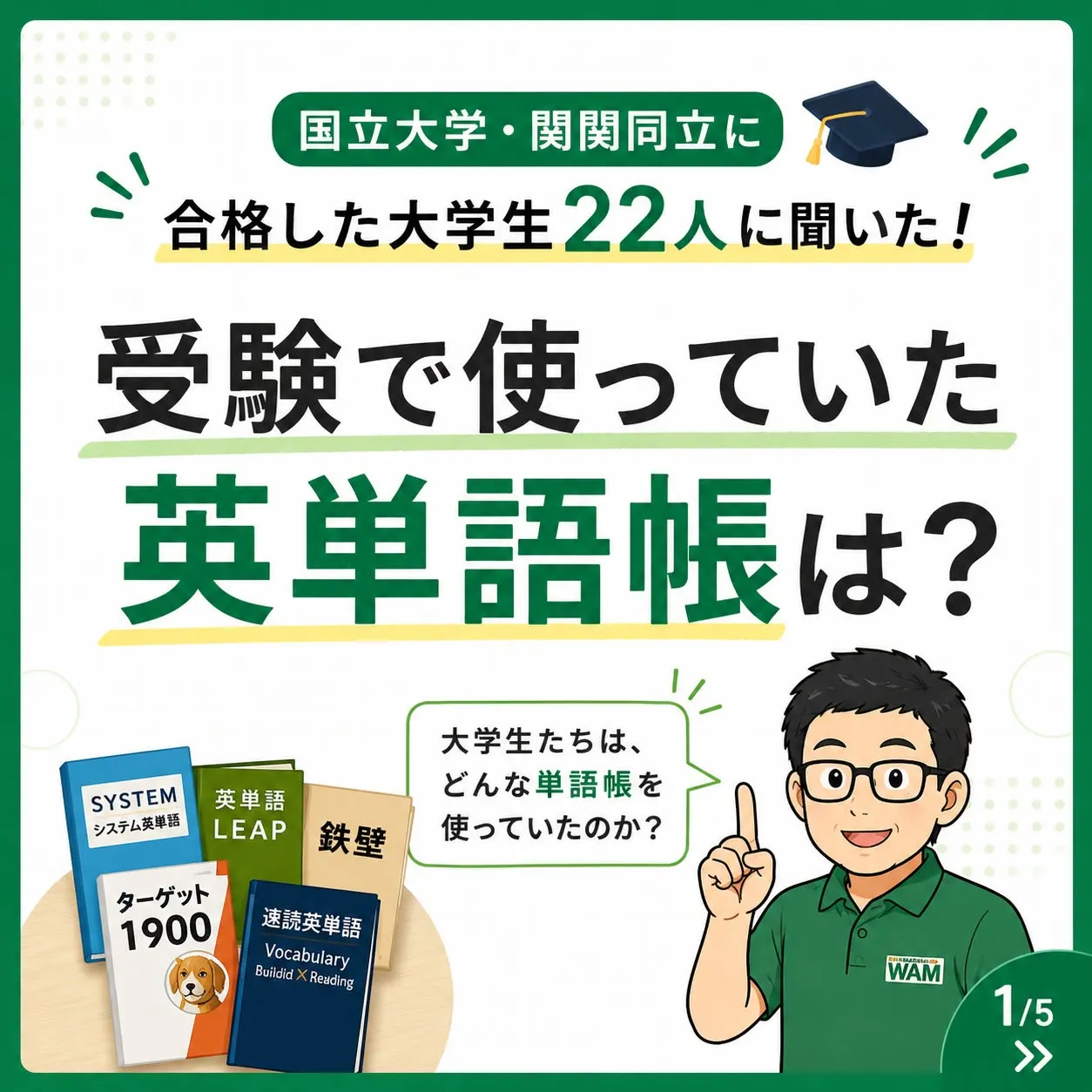 大学生22人に、受験で使っていた英単語帳を聞いてみました📚
