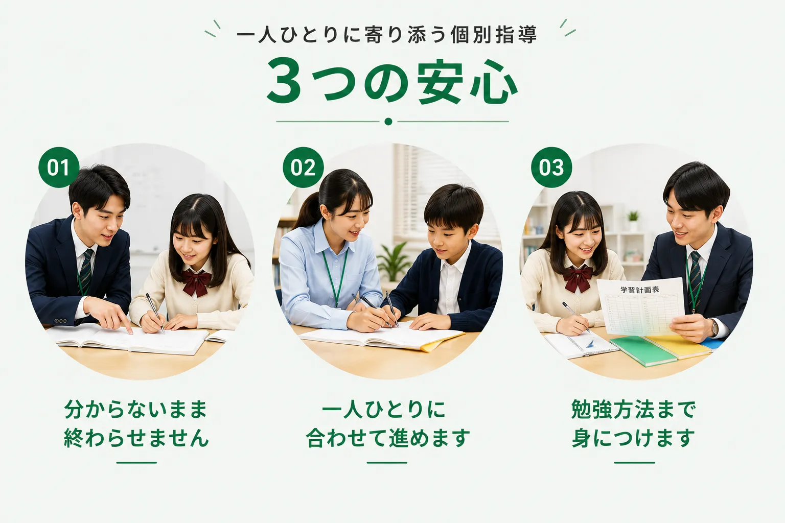 無理なく成績アップできる個別指導